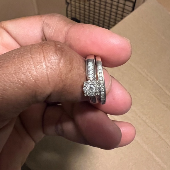 Wedding ring set 10KT White gold - Picture 6 of 17